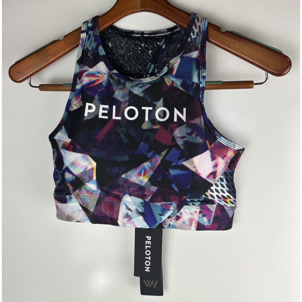 NWT Peloton Jewels in Space High Neck Bra Size Small Vented Mesh Keyhole Back - Picture 2 of 8